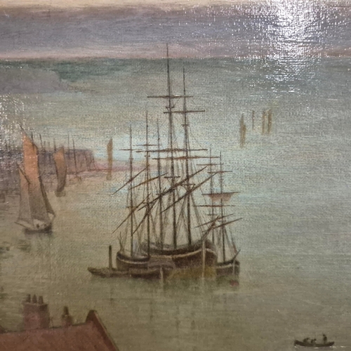 86 - JAMES SHOTTON (1824–1896). SHIELDS, FROM THE ROPERY BANKS. Oil on Canvas, 42cms x 75cms, signed vers... 