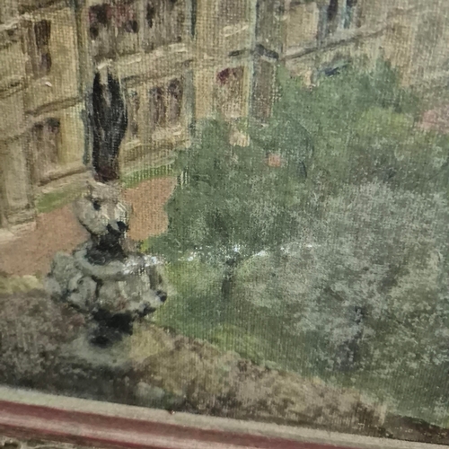 87 - ERNEST ALFRED SALLIS BENNEY (1894-1966). OXFORD FROM TRINITY COLLEGES CHAPEL. Oil on Board, 35cms x ... 
