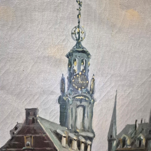 88 - HENDRIK TEN HOVEN (1901-1978). BLOEMENMARKT, SINGEL CANAL EN MUNTTOREN. Oil on Canvas, 55cms x 80cms... 