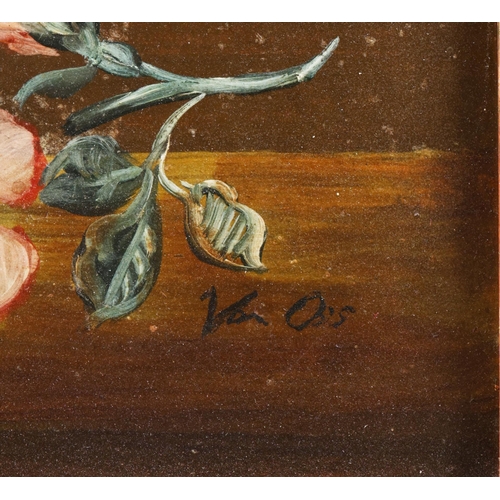 92 - 18TH CENTURY DUTCH MANNER. STILL LIFE WITH FLOWERS. oil on board, 72cm x 82cm, framed.