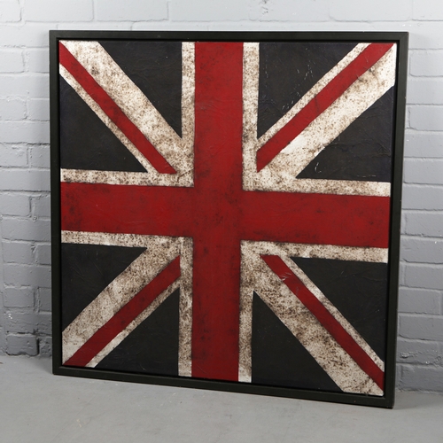 98 - 20TH CENTURY SCHOOL. UNION JACK. oil on canvas, 106cm x 106cm, framed.