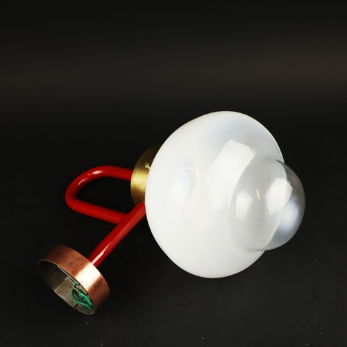 125 - PAIR OF 1960s SWEDISH HANS-AGNE JAKOBSSON AB MARKARYD WALL LIGHTS. Red metal and copper 30cm H x 20c... 