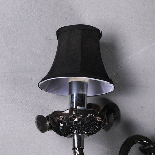 127 - MUNO ROMEO WALL LIGHTS, A PAIR. with shades, 40cm H each approx. (2).