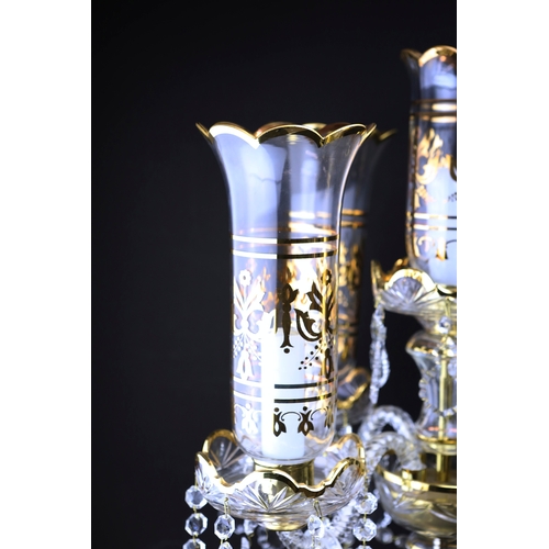 133 - BOHEMIAN STYLE TABLE LAMP. 5 branch, glass with gilt detail, 70.5cm H approx.