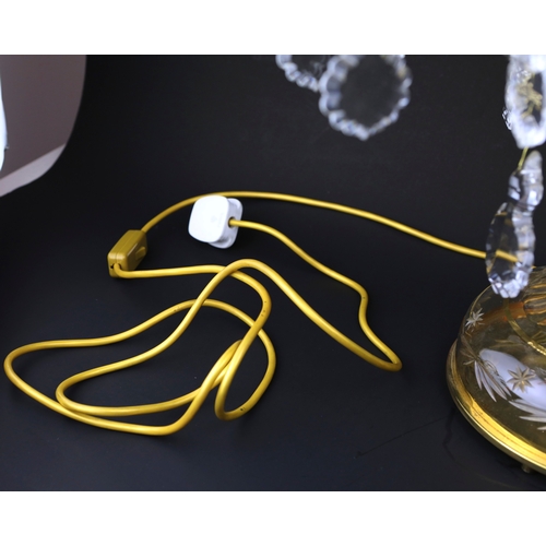 133 - BOHEMIAN STYLE TABLE LAMP. 5 branch, glass with gilt detail, 70.5cm H approx.