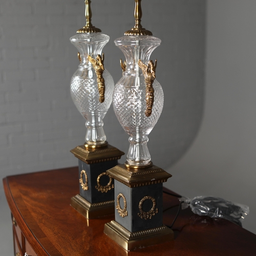 134 - FRENCH EMPIRE STYLE TABLE LAMPS, A PAIR. 64cm H each approx. (2).