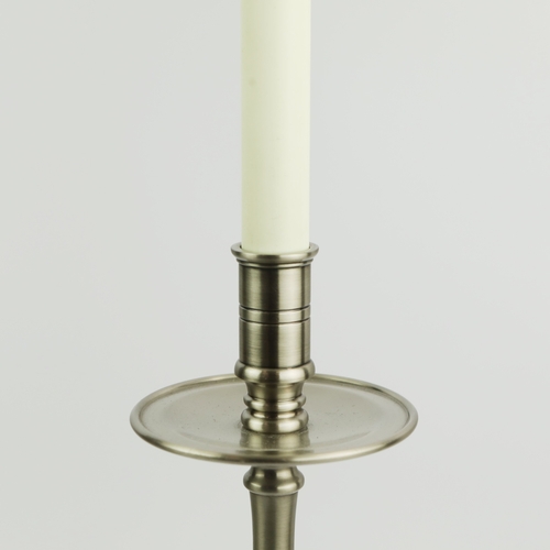 135 - CANDLE STICK FORM TABLE LAMPS, A PAIR. with shades, 75cm H approx. (2).