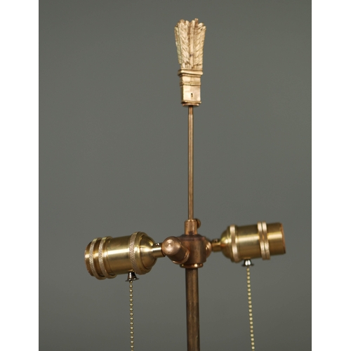 139 - COLUMN FORM TABLE LAMPS, A PAIR. cut glass and gilt metal, 108cm H approx.