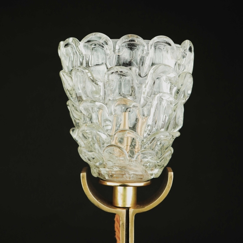 143 - 1940'S MURANO GLASS TABLE LAMPS, 2 DIFFERING. gilt metal stands, 41cm H at tallest approx. (2).