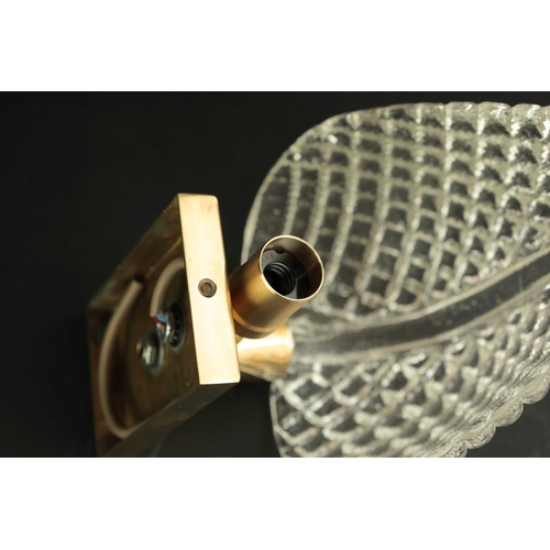 144 - MID CENTURY MURANO GLASS LEAF WALL LIGHTS, 2 SIMILAR. brass mounts, 25cm H approx. (2).