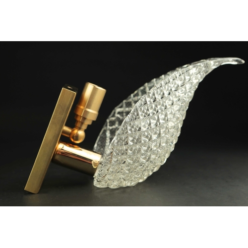 144 - MID CENTURY MURANO GLASS LEAF WALL LIGHTS, 2 SIMILAR. brass mounts, 25cm H approx. (2).