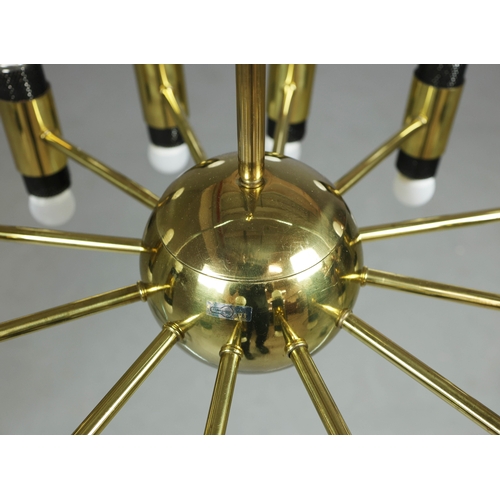 145 - 1970s AMERICAN GILT BRASS CEILING LIGHT. With twelve lights 100cm H x 62cm W.