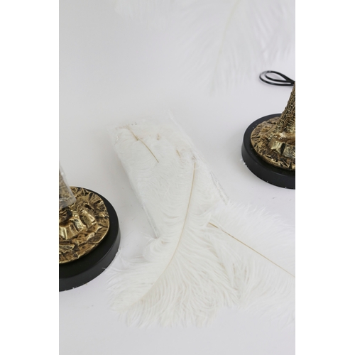 149 - FEATHERED PALM TREE TABLE LAMPS, A PAIR. 75cm H approx. (2).