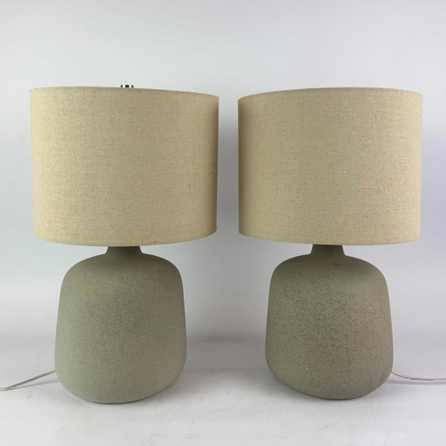 153 - CERAMIC TABLE LAMPS, A PAIR. with shades, each 48cm H approx. (2).