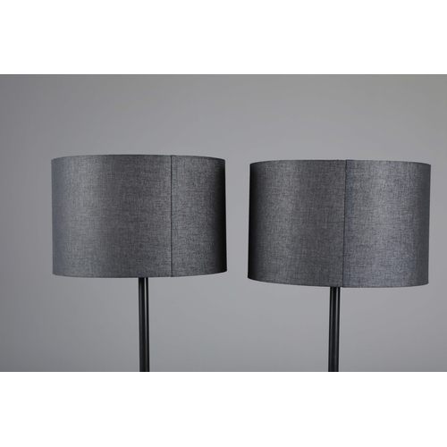 154 - FLOOR LAMPS, A PAIR. with shades, 170cm H each approx. (2).