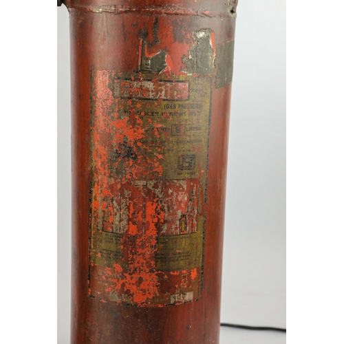 157 - PAIR OF VINTAGE FIRE EXTINGUISHER CONVERTED TABLE LAMPS. 68cm H approx.