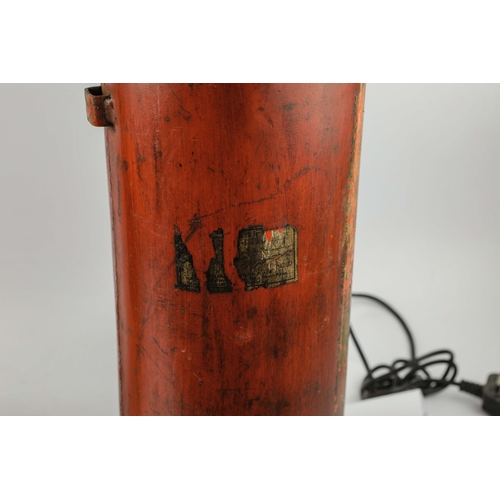 157 - PAIR OF VINTAGE FIRE EXTINGUISHER CONVERTED TABLE LAMPS. 68cm H approx.