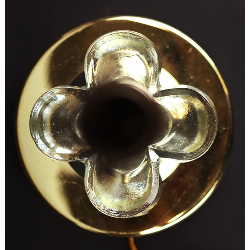 159 - SET OF THREE MID CENTURY CONTINENTAL GLASS AND GILT METAL TABLE LAMPS. Largest 34cm H x 20cm W.