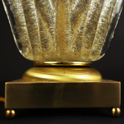 159 - SET OF THREE MID CENTURY CONTINENTAL GLASS AND GILT METAL TABLE LAMPS. Largest 34cm H x 20cm W.