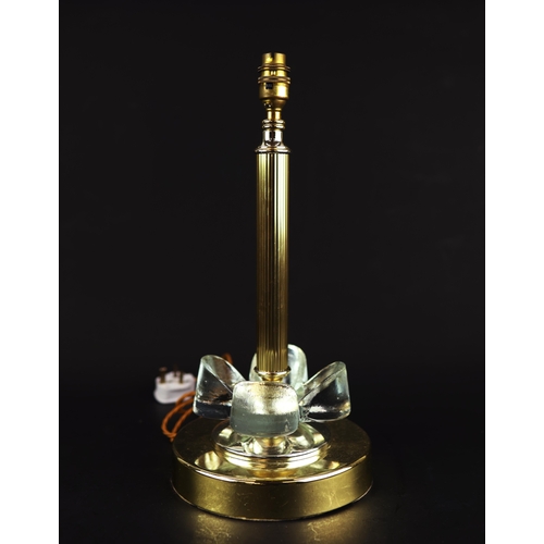 159 - SET OF THREE MID CENTURY CONTINENTAL GLASS AND GILT METAL TABLE LAMPS. Largest 34cm H x 20cm W.