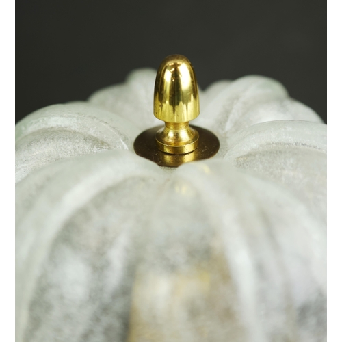 159 - SET OF THREE MID CENTURY CONTINENTAL GLASS AND GILT METAL TABLE LAMPS. Largest 34cm H x 20cm W.