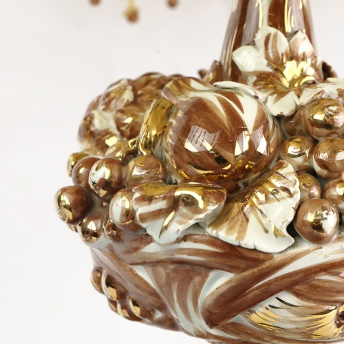 161 - ITALIAN CERAMIC TABLE LAMPS, A PAIR. with beaded shades, 80cm H each approx. (2).