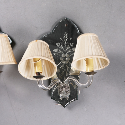 163 - MID-CENTURY ITALIAN GLASS WALL SCONCES (2). a pair, 35cm H x 34cm W approx.