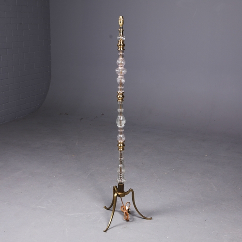 170 - FLOOR LAMP. vintage 1970s glass and gilt metal, 133cm H approx.