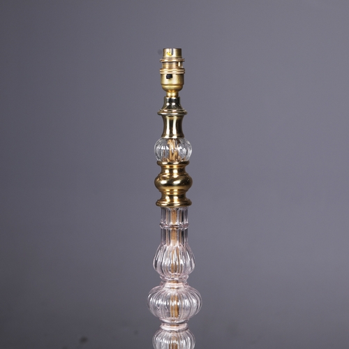 170 - FLOOR LAMP. vintage 1970s glass and gilt metal, 133cm H approx.