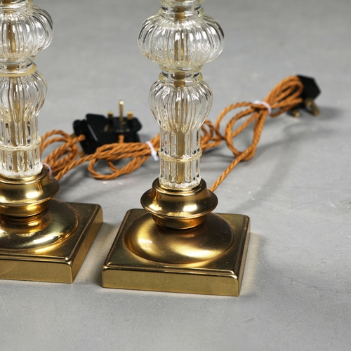 171 - TABLE LAMPS, 2 PAIRS. (4). vintage 1970s glass and gilt metal, 45cm H each approx. (4).
