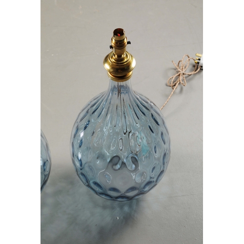 177 - MURANO STYLE DIMPLED GLASS TABLE LAMPS, A PAIR. 58cm H approx. (2).