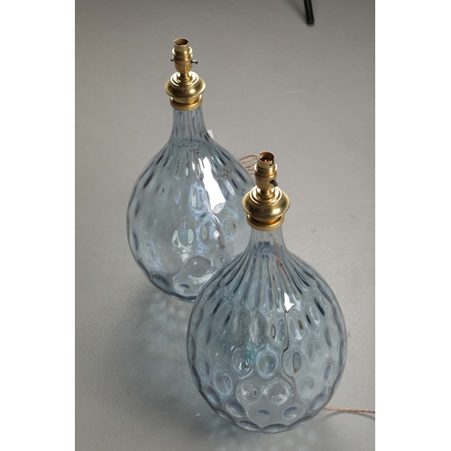 177 - MURANO STYLE DIMPLED GLASS TABLE LAMPS, A PAIR. 58cm H approx. (2).