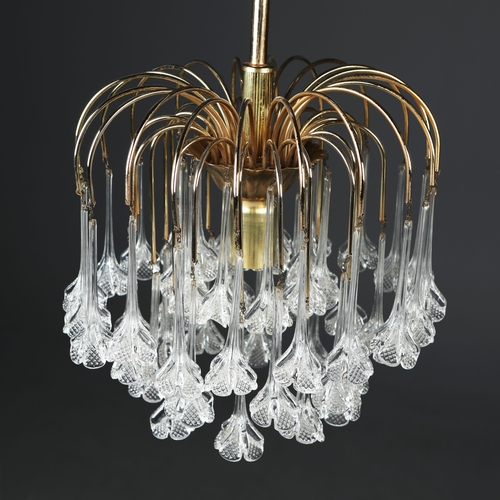 180 - MURANO GLASS WATERFALL CHANDELIERS, A PAIR. vintage 1970s, floral design drops, each 48cm drop appro... 
