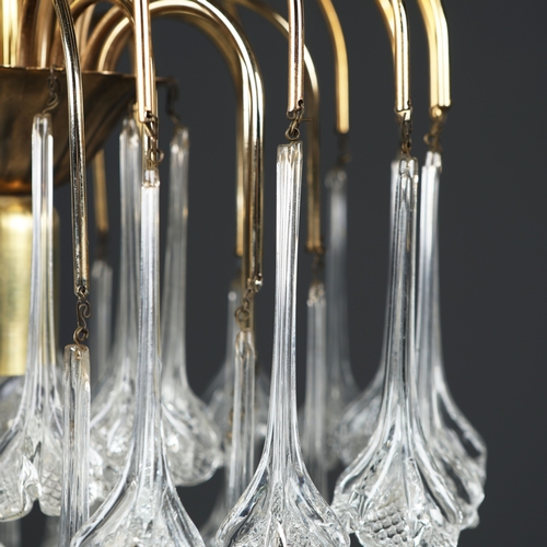 180 - MURANO GLASS WATERFALL CHANDELIERS, A PAIR. vintage 1970s, floral design drops, each 48cm drop appro... 