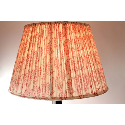 192 - SET OF THREE TABLE LAMPS WITH SHADES. One black column and two glass Each approx 60cm H.