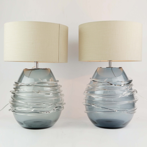 20 - TABLE LAMPS, A PAIR, WITH HEATHFEILD & CO LAMP SHADES. (2). 57cm H approx. (2).
