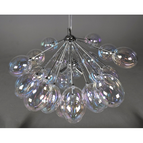 205 - SPUTNIK STYLE CHANDELIER. shaped glass shades 60cm x 60cm.