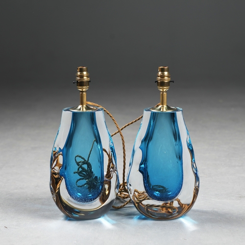 21 - ATTRIBUTED TO HEATHFIELD & CO ANYA TABLE LAMPS, A PAIR. later changed lamp fittings and wiring, 37cm... 