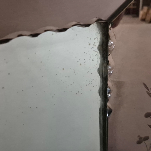 226 - 1940S FRENCH MIRROR. rose pink etched glass, 94cm x 72cm approx.