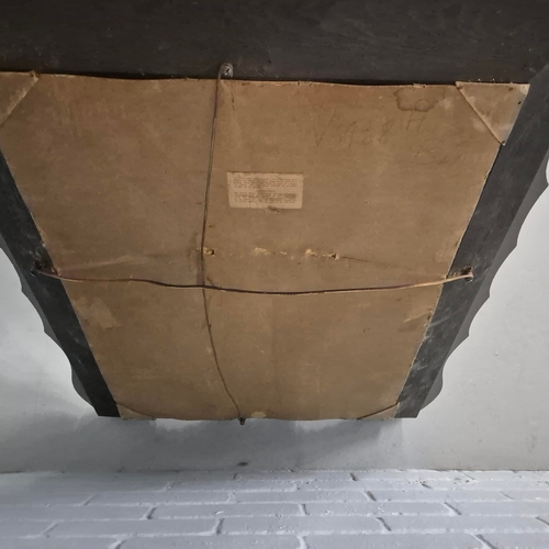 226 - 1940S FRENCH MIRROR. rose pink etched glass, 94cm x 72cm approx.