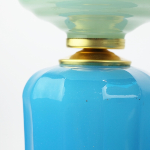 27 - CENEDESE MURANO GLASS TABLE LAMPS, A PAIR. opaline blue glass, 46cm H approx. (2).