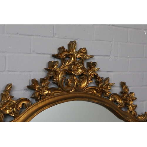 282 - BAROQUE STYLE OVERMANTLE WALL MIRROR. 120cm x 117cm approx.
