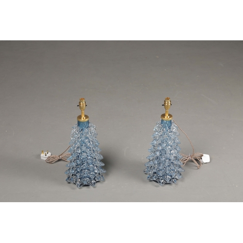 35 - MURANO ROSTRATO GLASS TABLE LAMPS, A PAIR. 45cm H approx. (2).