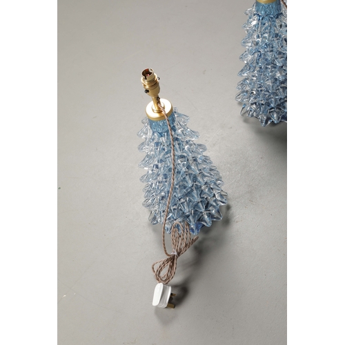 35 - MURANO ROSTRATO GLASS TABLE LAMPS, A PAIR. 45cm H approx. (2).