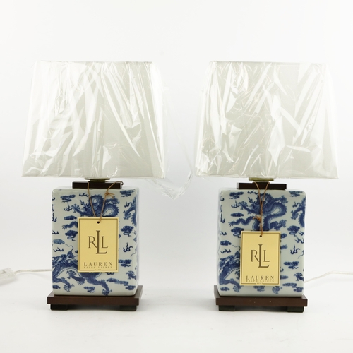 47 - LAUREN RALPH LAUREN HOME TABLE LAMPS, A PAIR. with shades, 42cm H each approx. (2).