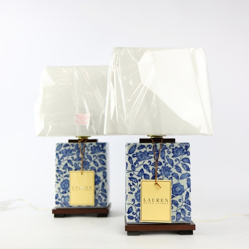 54 - LAUREN RALPH LAUREN HOME TABLE LAMPS, A PAIR. with shades, 41cm H each approx. (2).