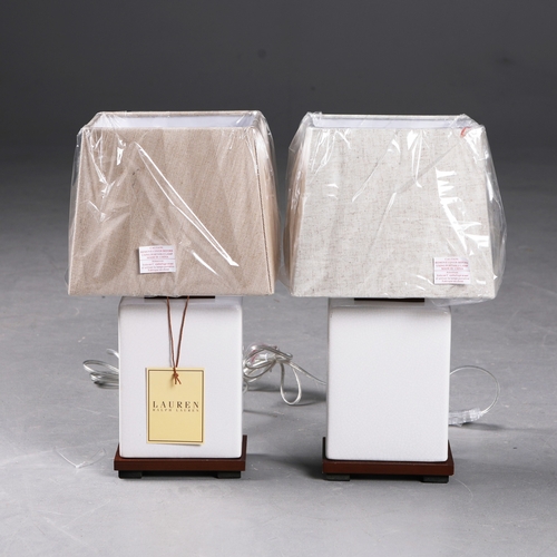 56 - LAUREN RALPH LAUREN HOME TABLE LAMPS, A PAIR. with shades, 42cm H each approx. (2).