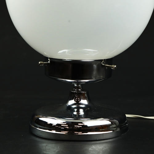 59 - 1970s ITALIAN MAZZEGA MURANO GLASS AND CHROME TABLE LAMP. 28cm H x 20cm W.