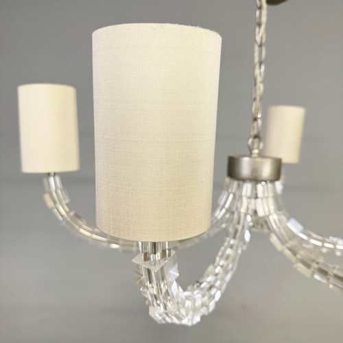 7 - PORTA ROMANA LARTIGUE ROUND CHANDELIER. six branch, 86cm W x 33 cm H.