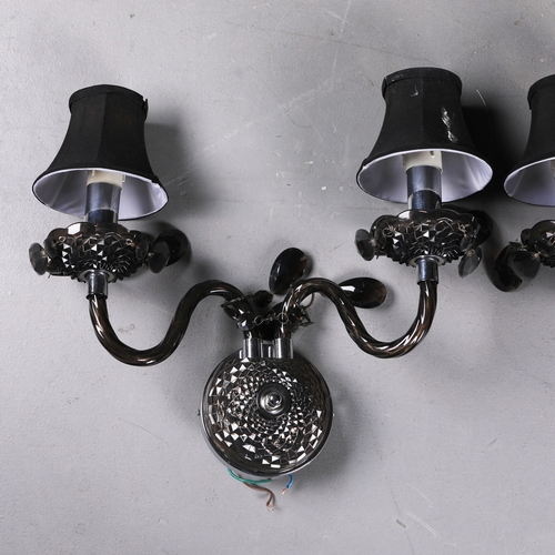 127 - MUNO ROMEO WALL LIGHTS, A PAIR. with shades, 40cm H each approx. (2).